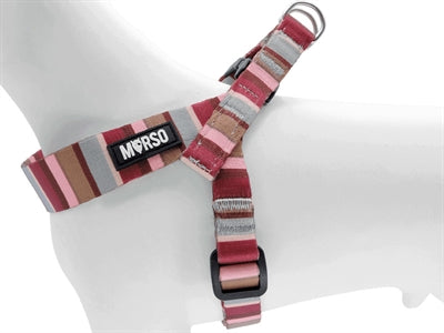 Morso Mini dog harness adjustable recycled skyline red pink