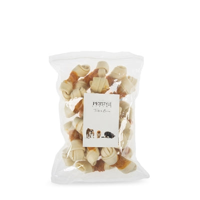 Petstyle vivant noué Bot blanc avec poulet