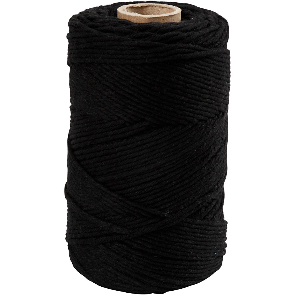 Creativ company macramé cord, l: 198 m, d 2 mm, black, 330 g 1 roll