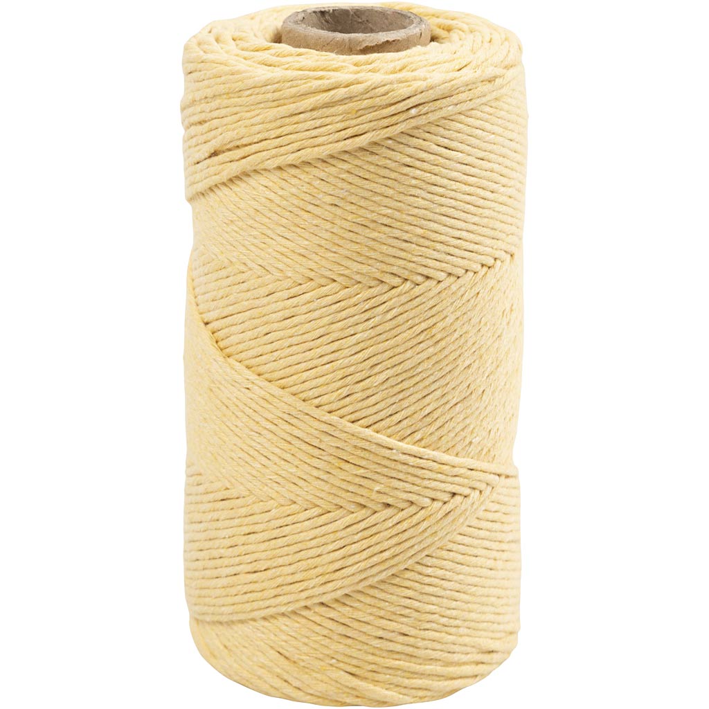 Creativ company macramé cord, l: 198 m, d 2 mm, light yellow, 330 g 1 roll