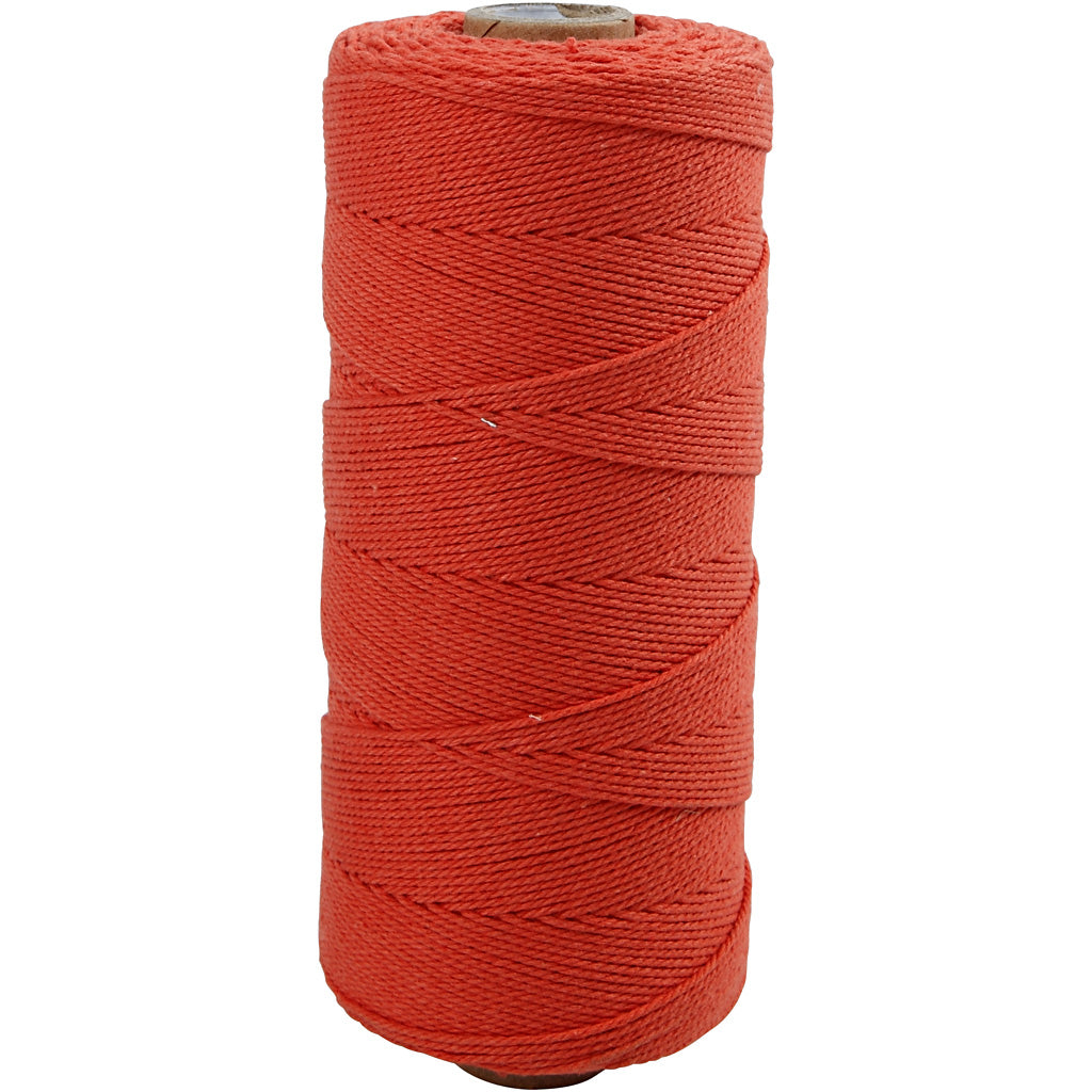 Creativ company macramé koord, l: 315 m, dikte 1 mm, dunne kwaliteit 12 12, oranje, 220 gr 1 bol