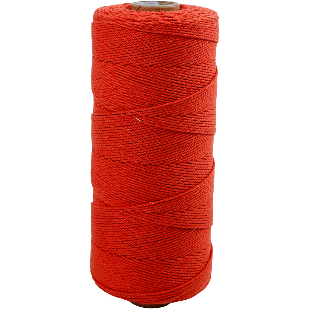 Creativ company macramé koord, l: 315 m, dikte 1 mm, dunne kwaliteit 12 12, rood, 220 gr 1 bol
