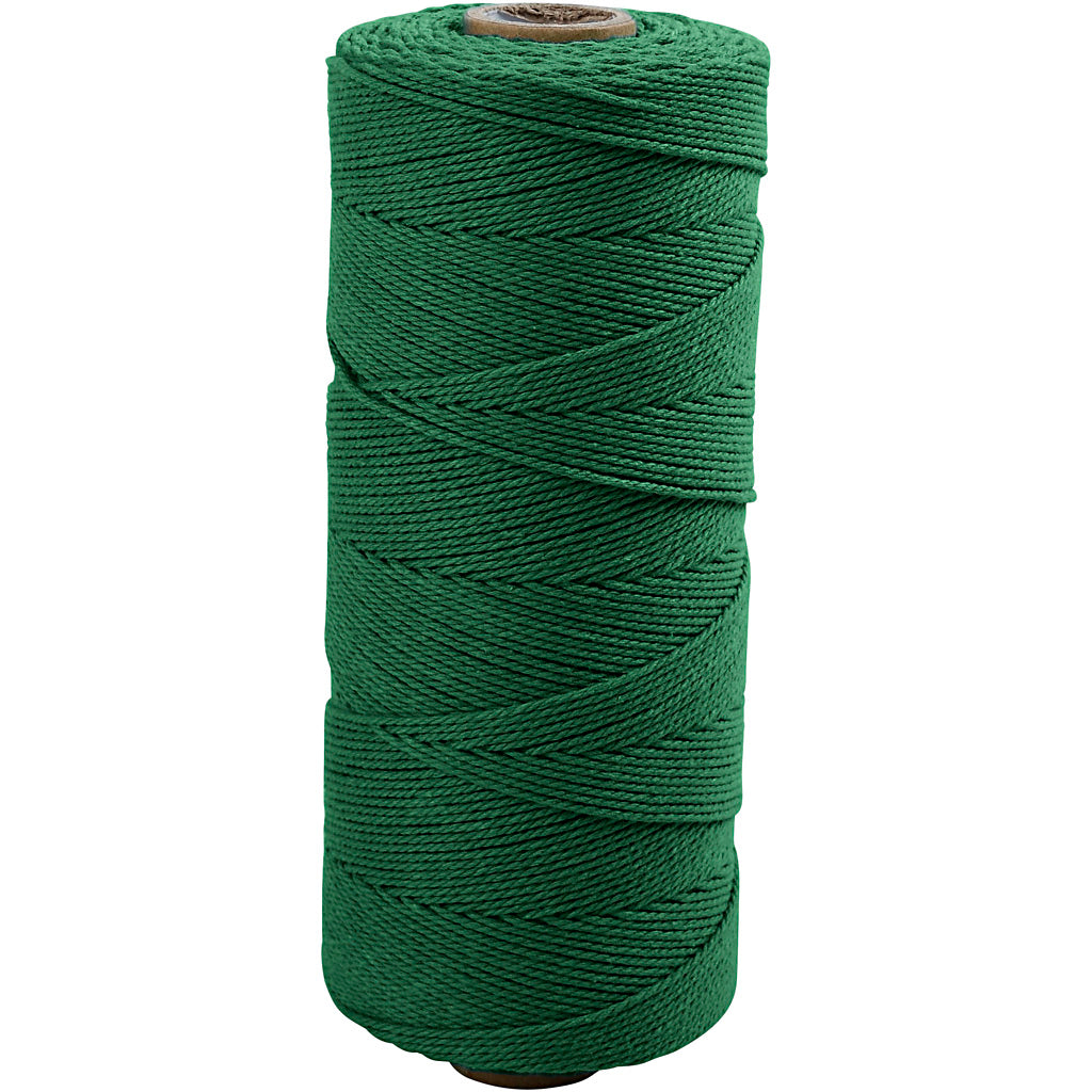 Creativ company macramé koord, l: 315 m, dikte 1 mm, dunne kwaliteit 12 12, groen, 220 gr 1 bol