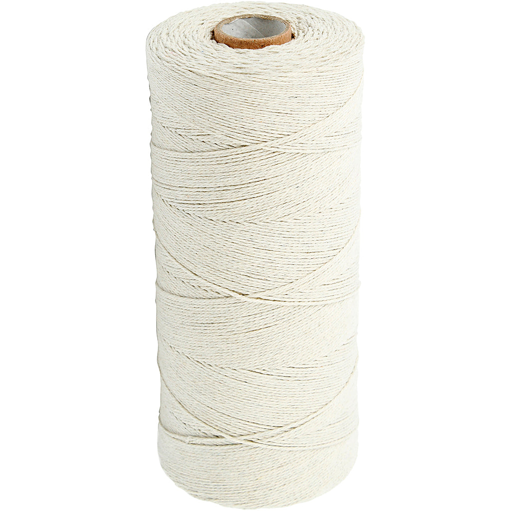 Creativ company cotton thread, length 700 m, extra thin quality 12 6, approx. 1 mm, light natural, 250 g 1 ball