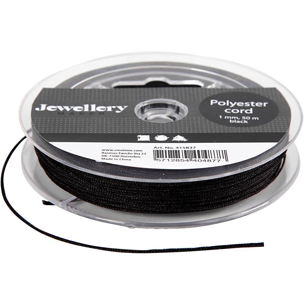 Creativ company polyester cord, thickness 1 mm, black, 50 m 1 roll