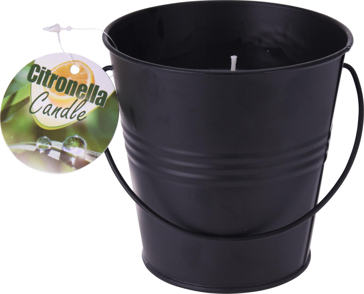 Pro garden kaars citronella in metalen emmer zwart