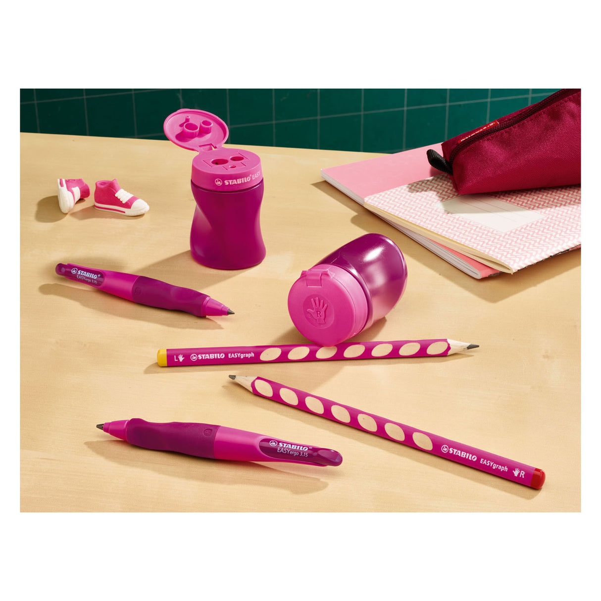Stabilo EasySharpener - 3 i 1 blyant skarpere - venstre - rosa
