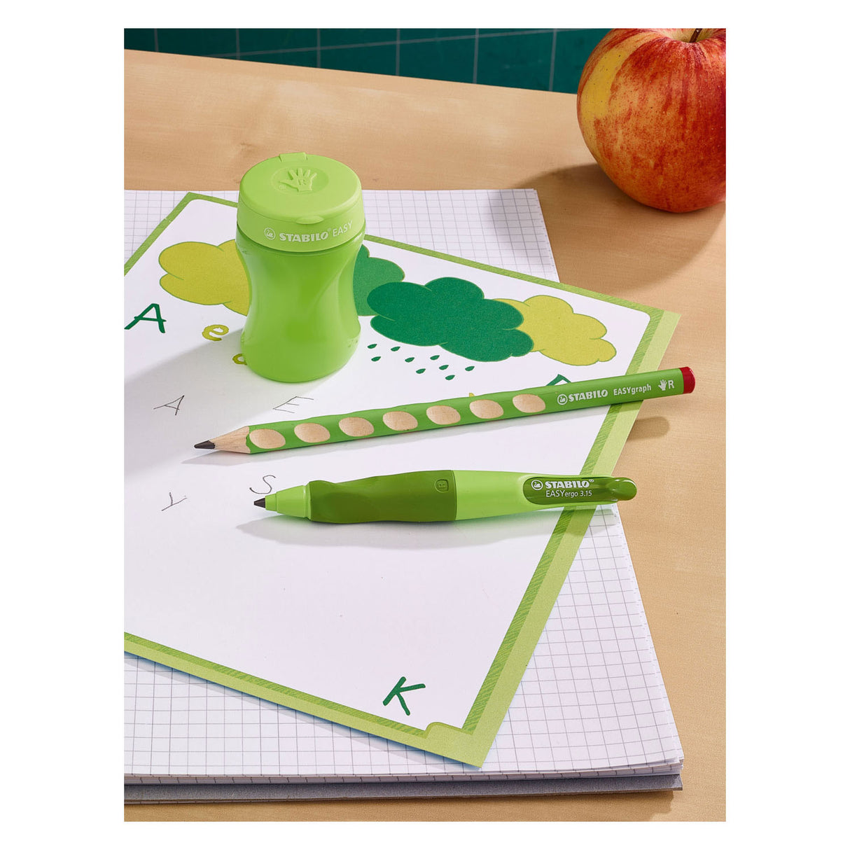 Stabilo Easy 3-in-1 Right Pencil Sharpener Green