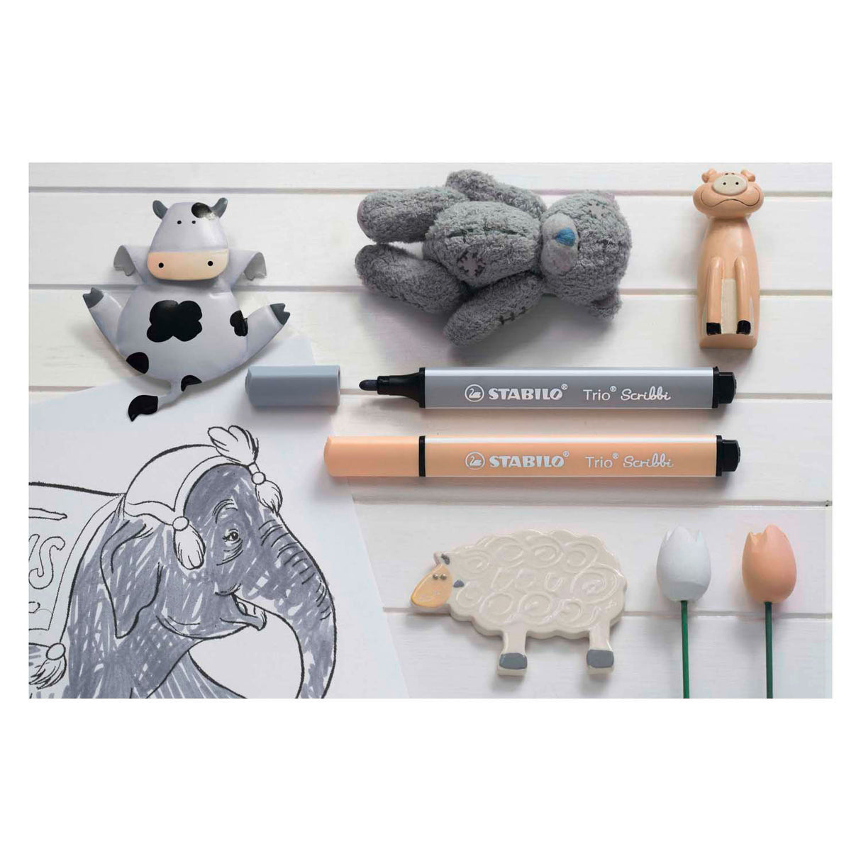 Stabilo trio scribbi - felt-tip pen with spring-loaded tip - yellow