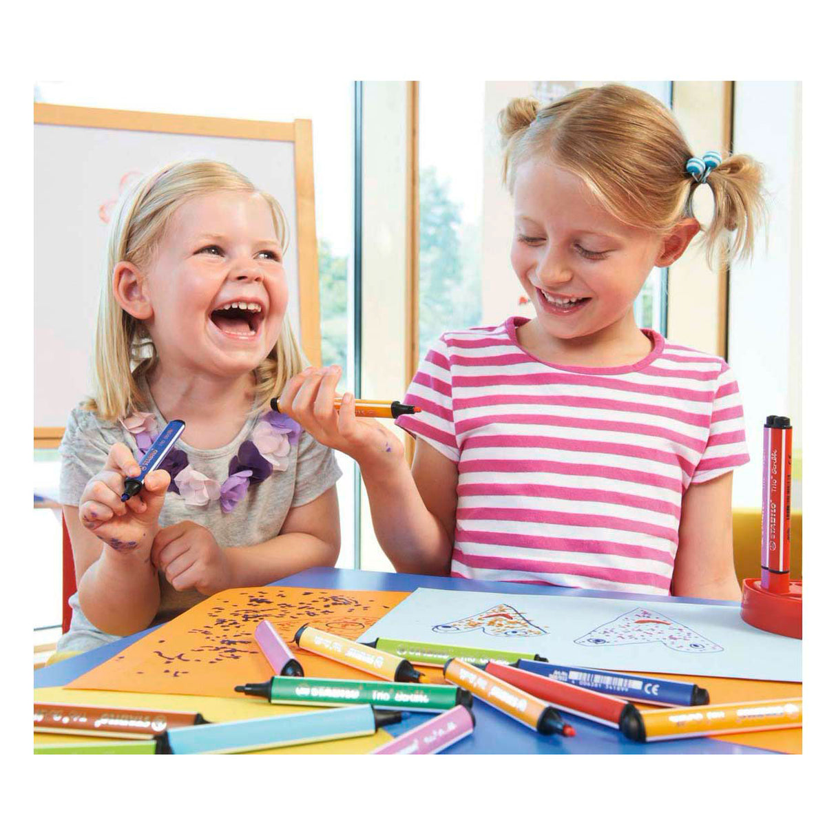 Stabilo trio scribbi - felt-tip pen with spring-loaded tip - yellow