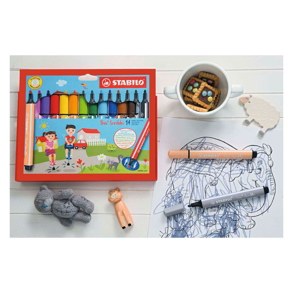 Stabilo Trio Scribbi FIENT -TIP PENS, 14ST.