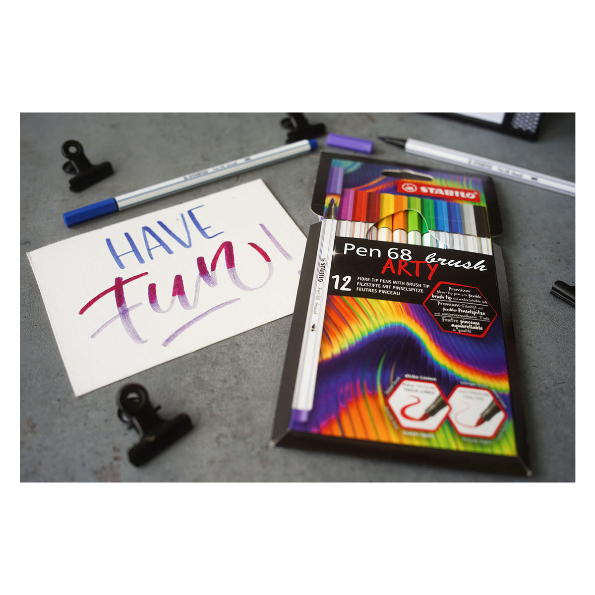 Stabilo Pen 68 Brush Arty Felt -TIP PENS 12 kusov