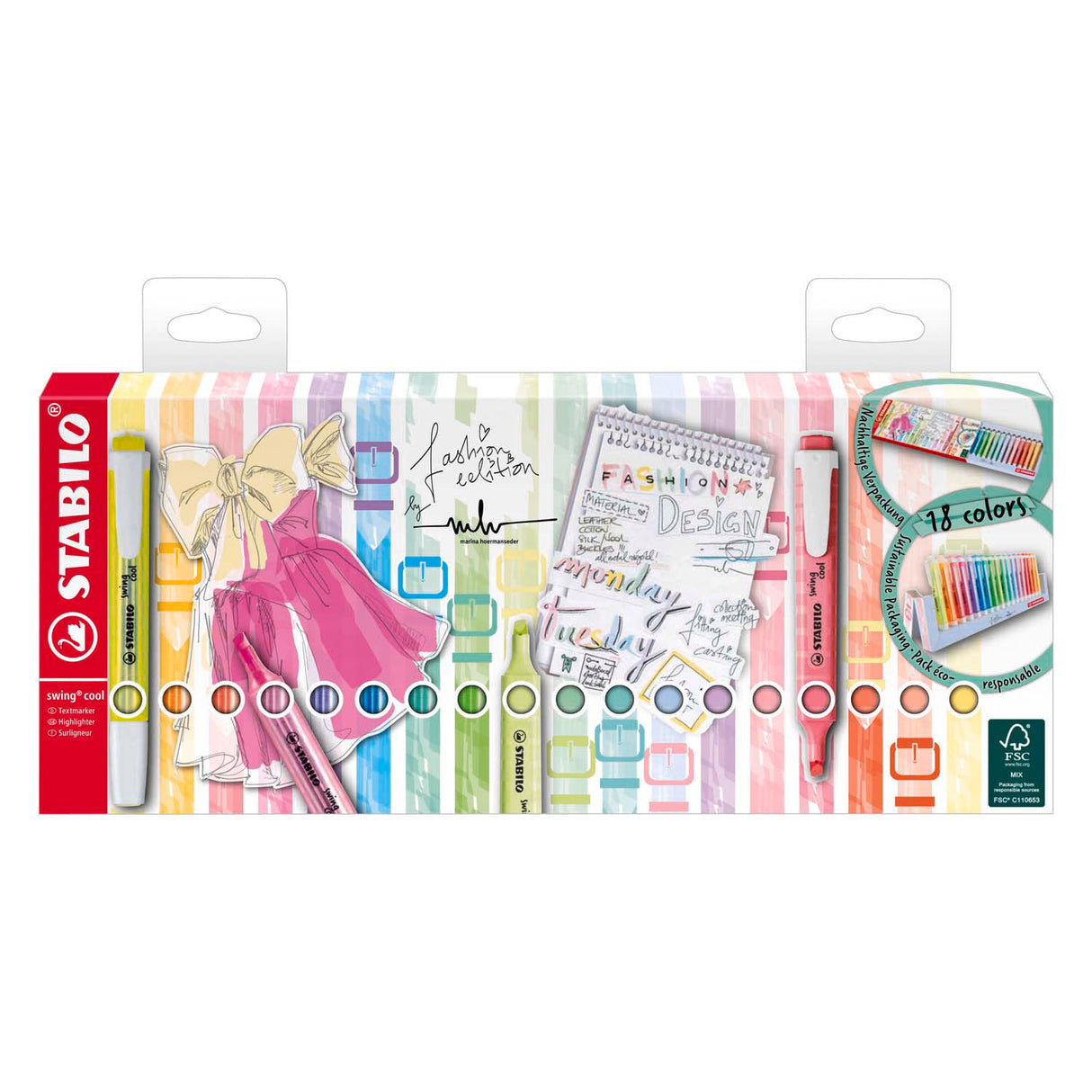 Stabilo Swing Cool - Marcador de marcado - Deskset de 18 piezas