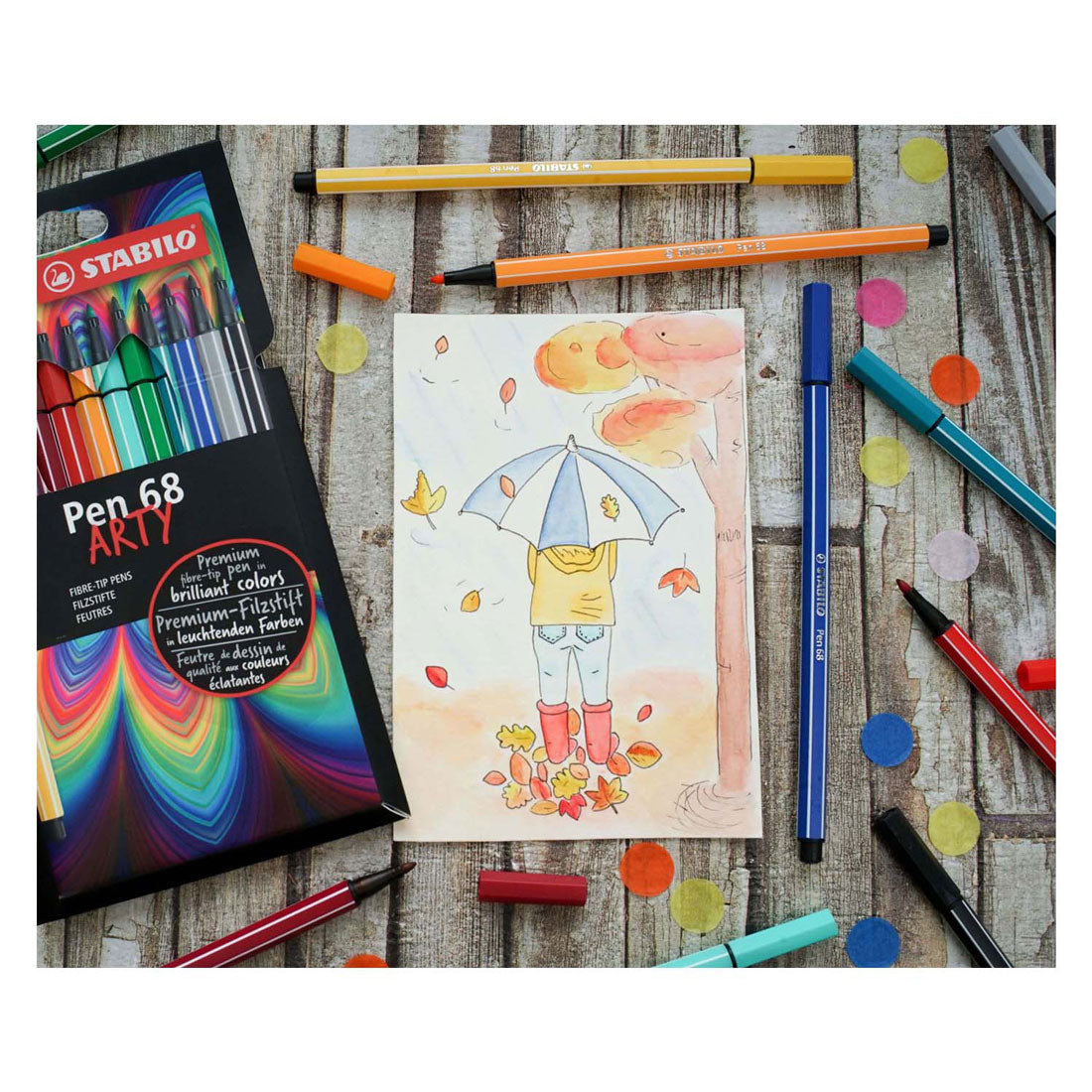Caneta stabilo 68 canetas de feltro artty 24 peças