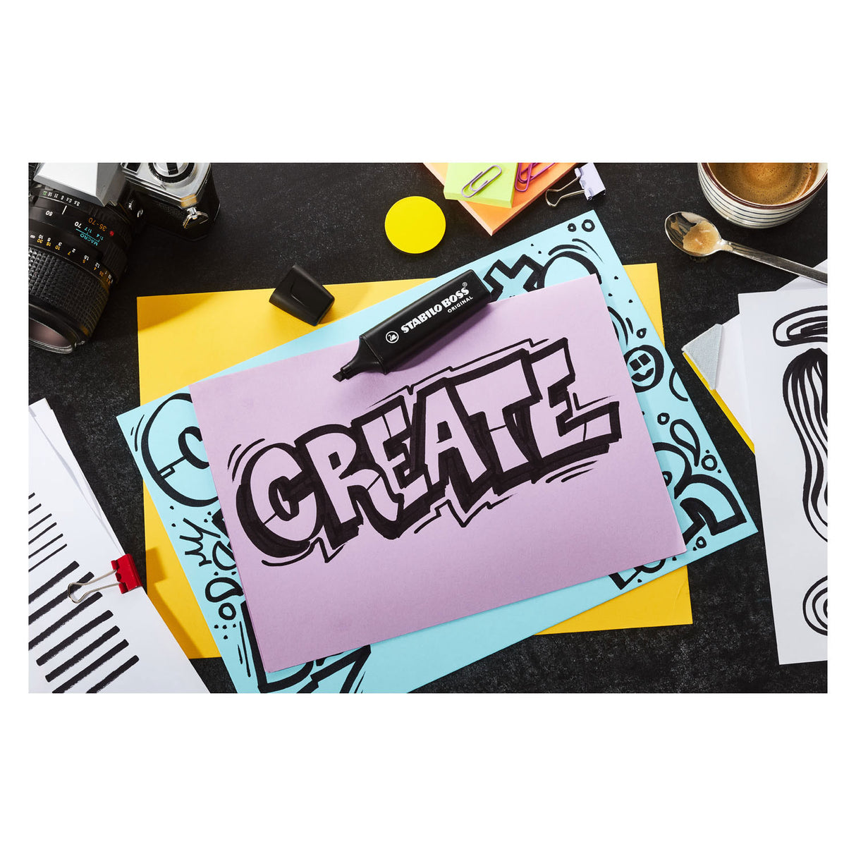 Boss Stabilo bunaidh - aibhsitheoir - sraith 8 bpíosa - dathanna dúlra