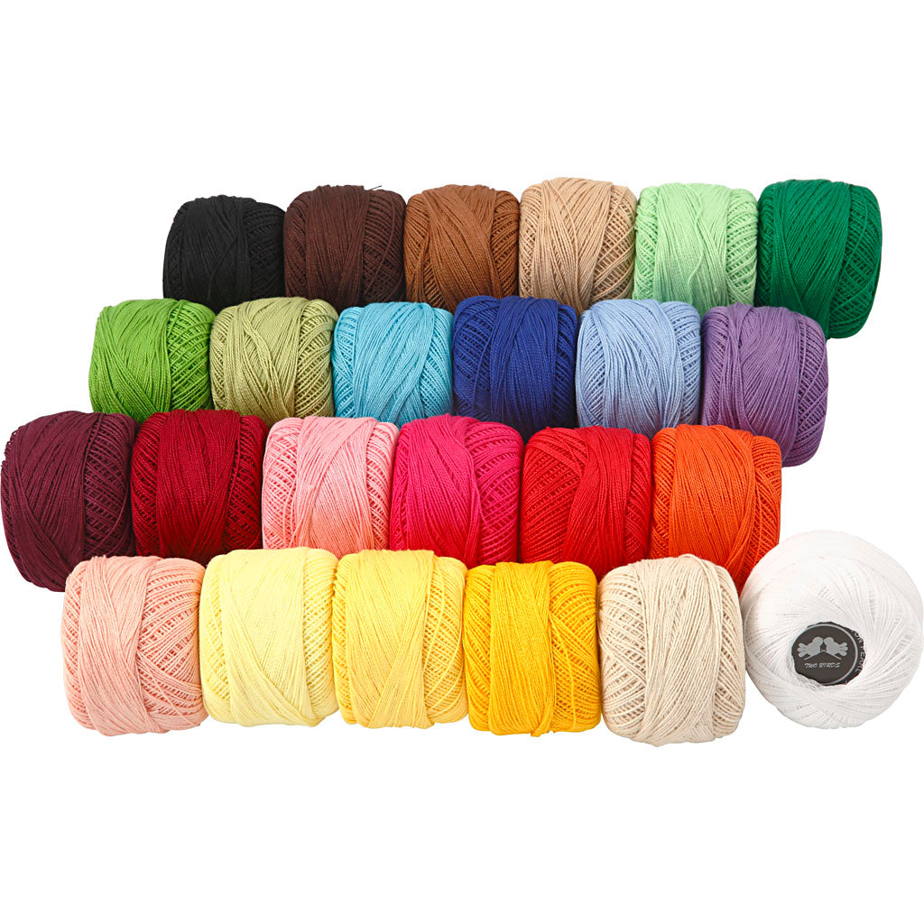 Creativ company mercerized cotton yarn, various colors, 24x20 gr 1 box