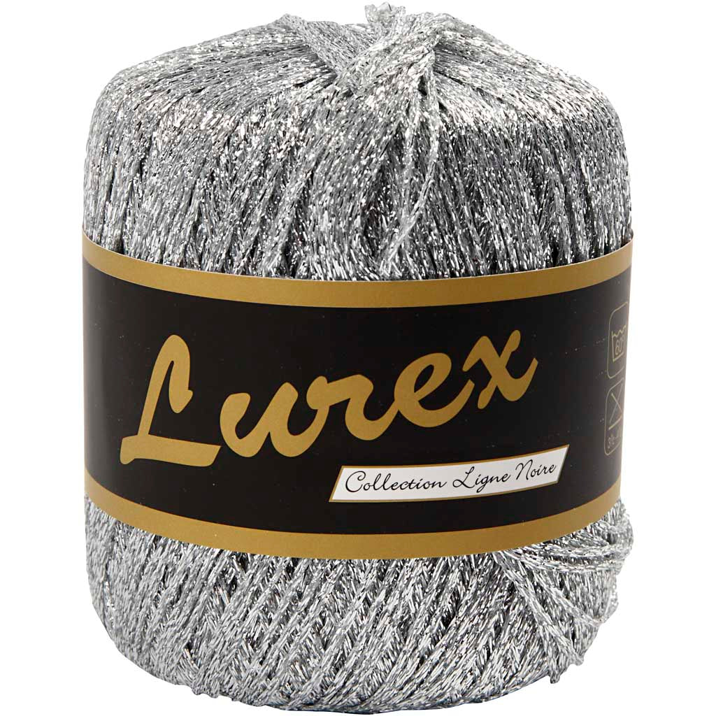 Lurex glitter yarn, length 160 m, silver, 25 g, 1 ball