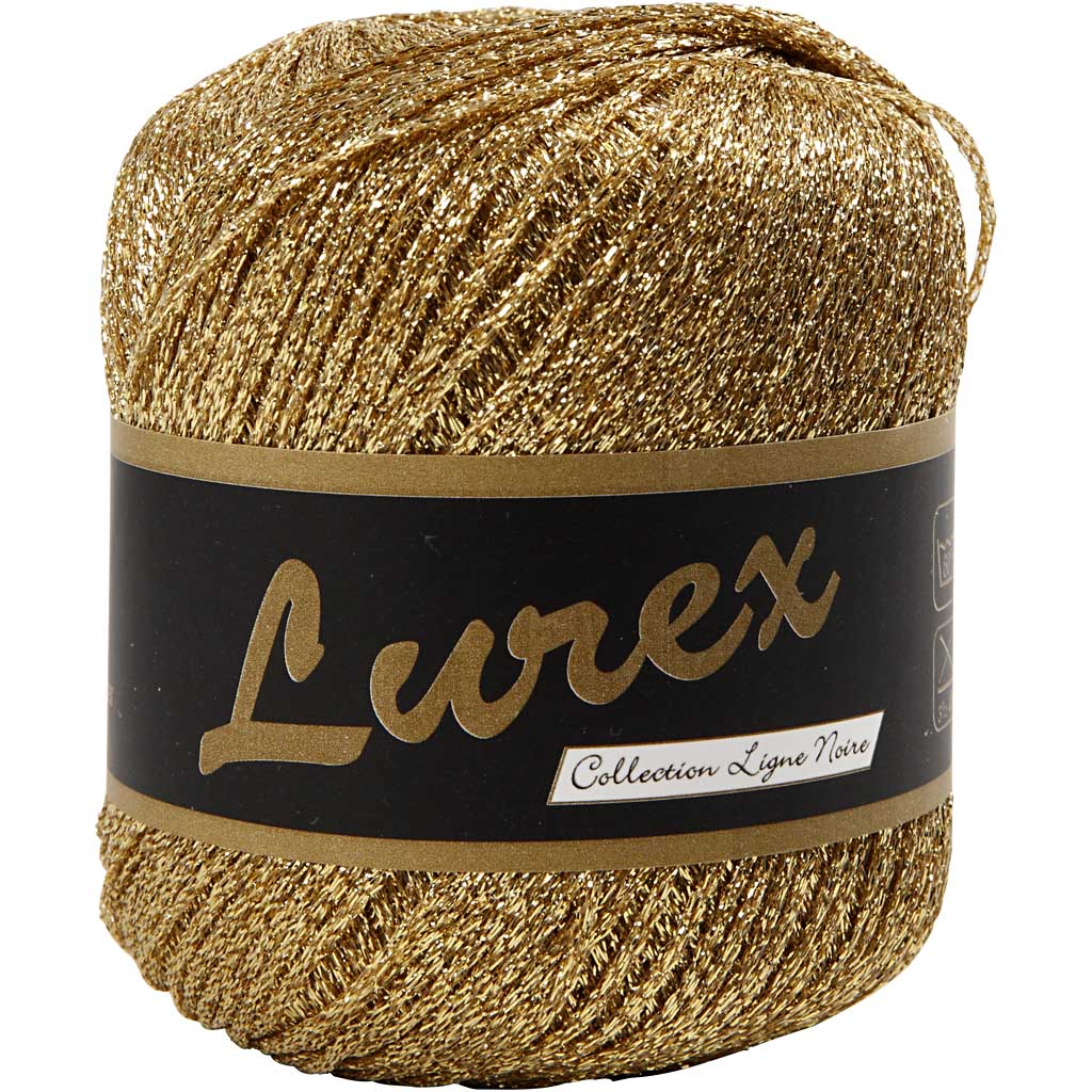Lurex glitter yarn, l: 160 m, gold, 25 gr 1 ball