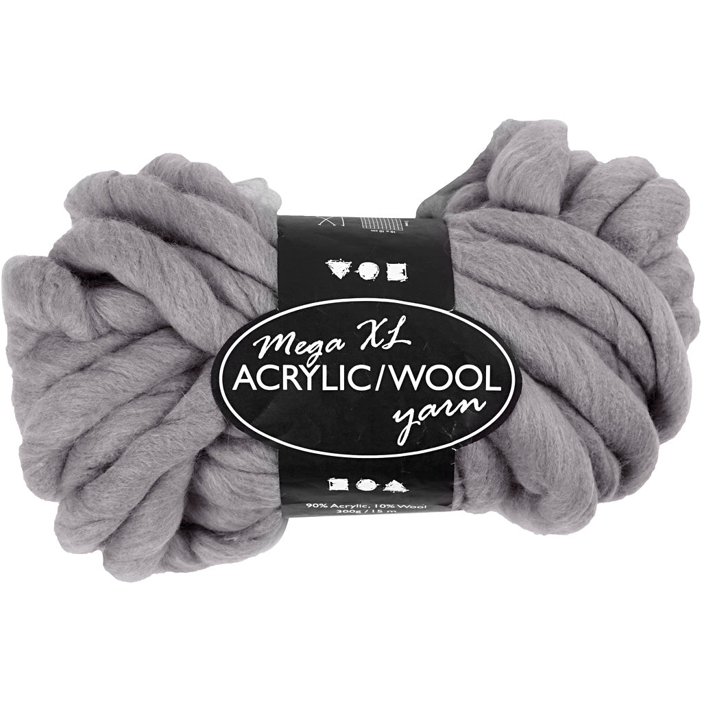 Creativ company xl acrylic yarn - gray, 15m