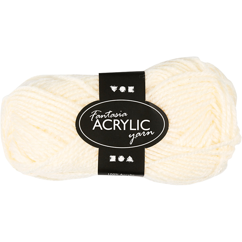Acrylic yarn, Off-White, 50gr, 80m