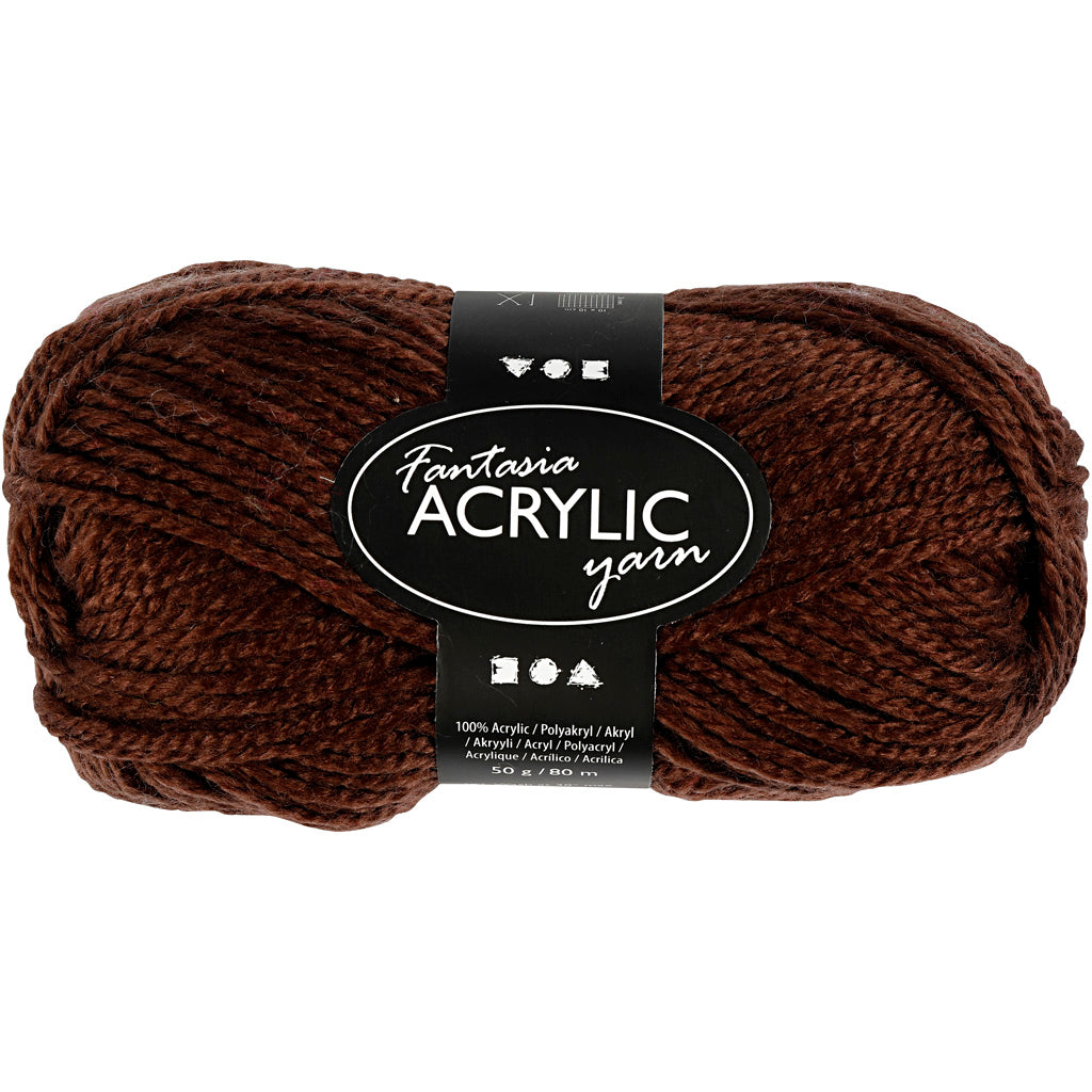 Creativ company fantasia acrylic yarn, l: 80 m, brown, 50 g 1 ball