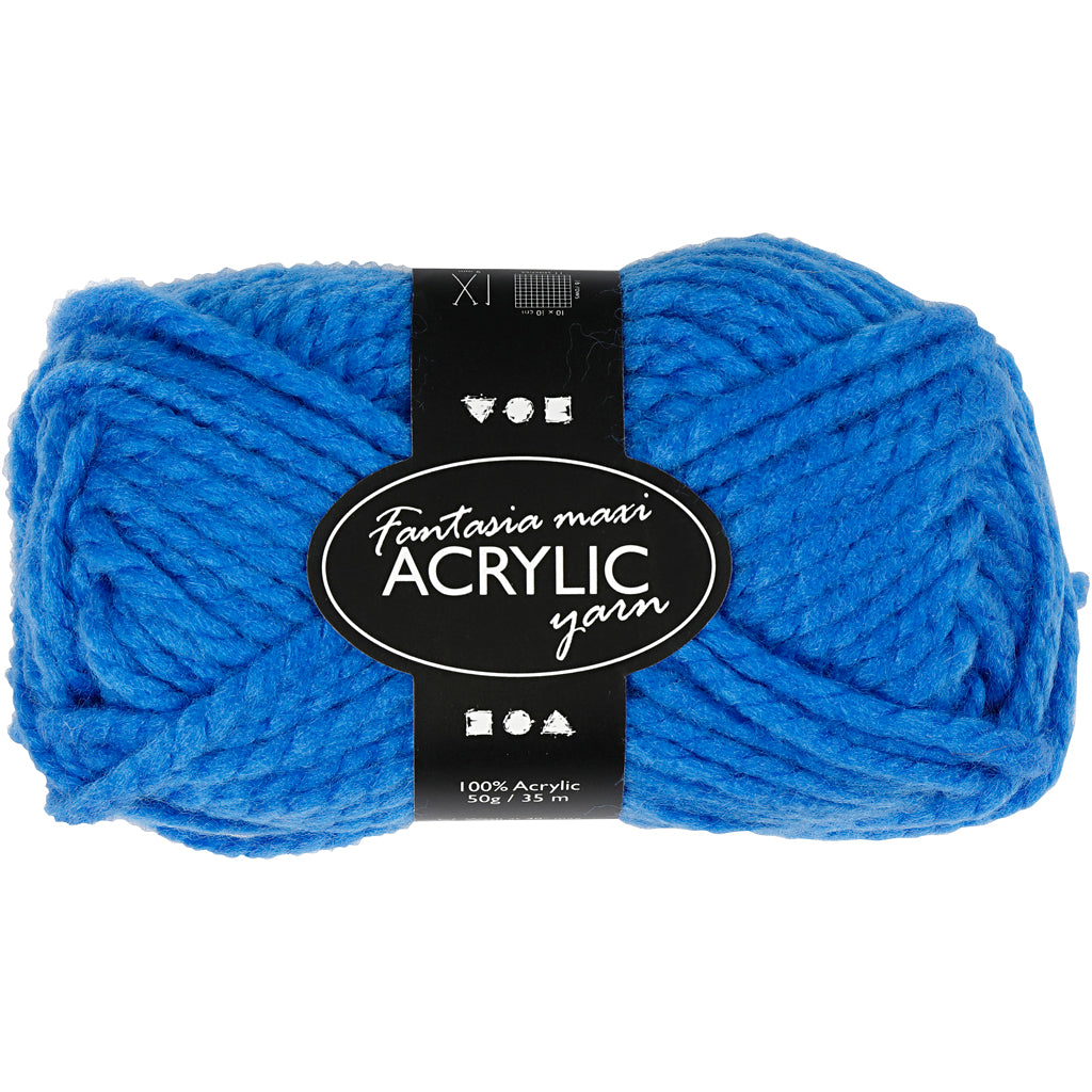 Creativ company fantasia acrylic yarn, l: 35 m, maxi, blue, 50 g 1 ball