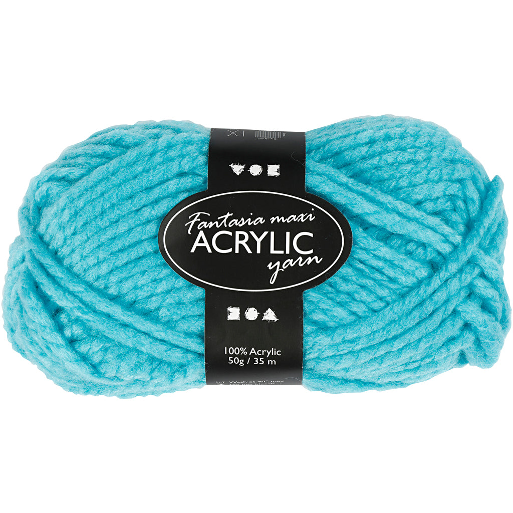 Creativ company fantasia acrylic yarn, l: 35 m, maxi, turquoise, 50 g 1 ball