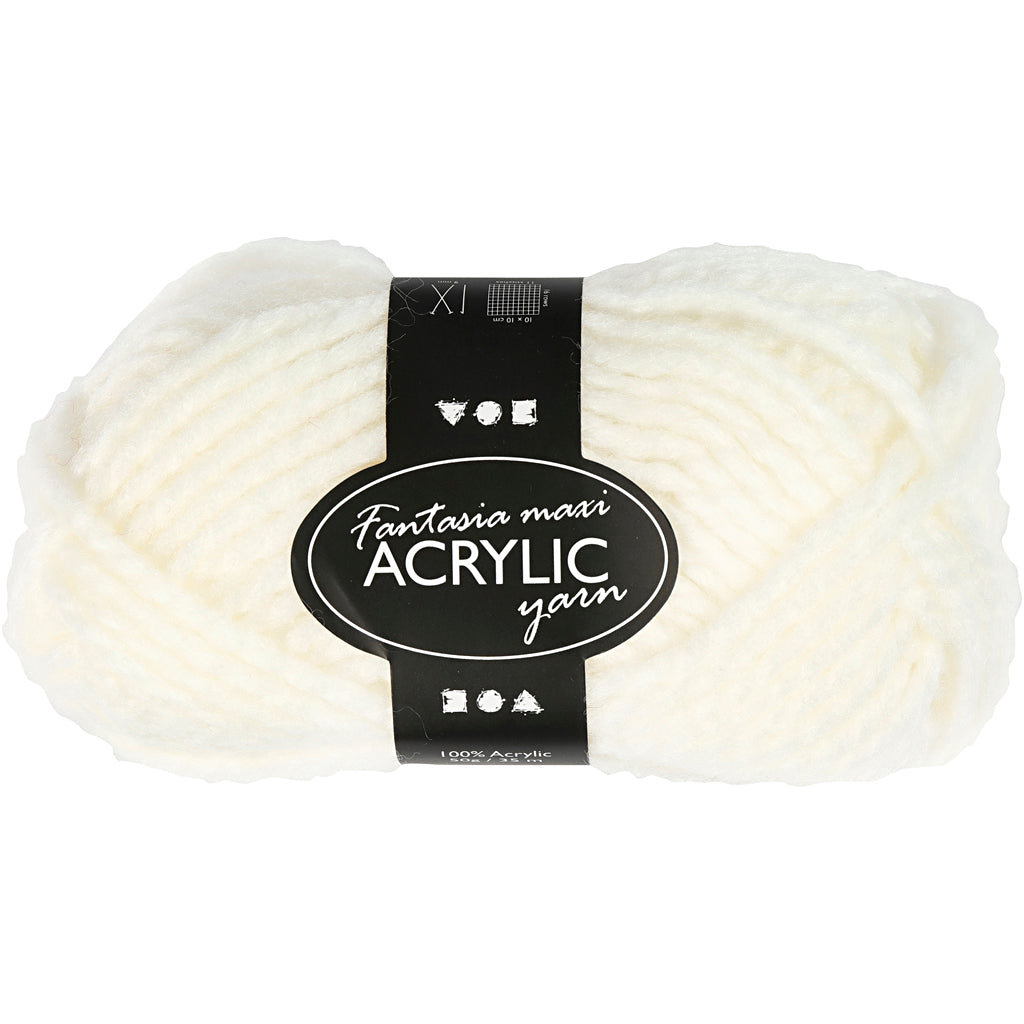 Creativ company fantasia acrylic yarn, l: 35 m, maxi, off-white, 50 g 1 ball