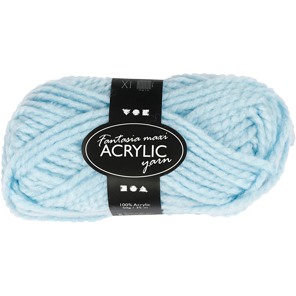 Creativ company fantasia acrylic yarn, l: 35 m, maxi, light blue, 50 g 1 ball