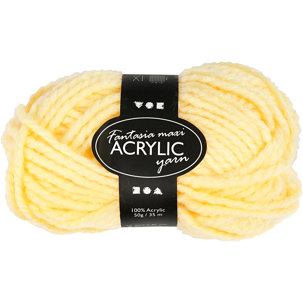 Creativ company fantasia acrylic yarn, l: 35 m, maxi, light yellow, 50 g 1 ball