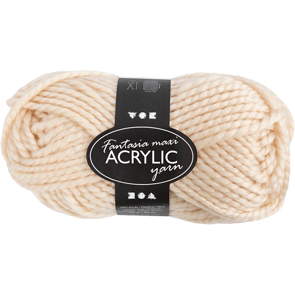 Creativ company fantasia acrylic yarn, l: 35 m, maxi, light beige, 50 g 1 ball