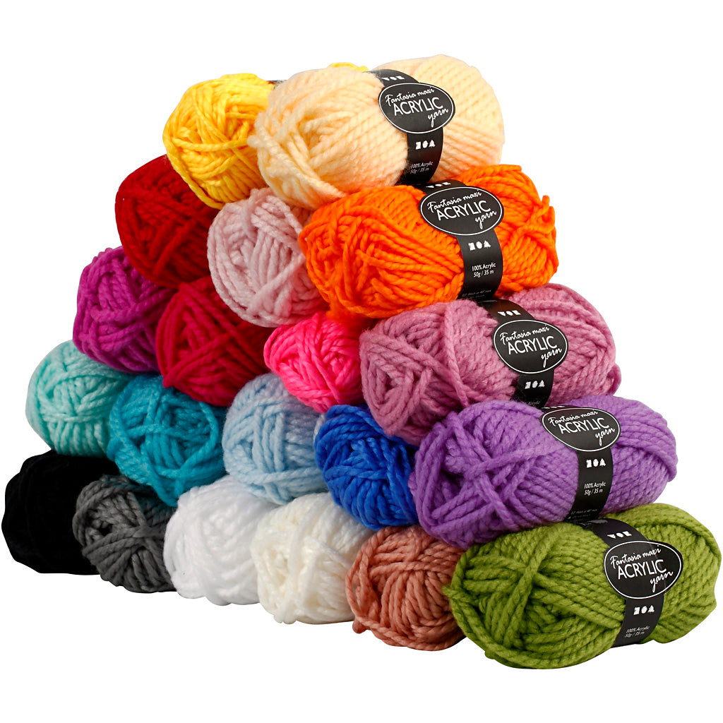 Creativ company fantasia acrylic yarn, l: 35 m, maxi, various colors, 20x50 g 1 box