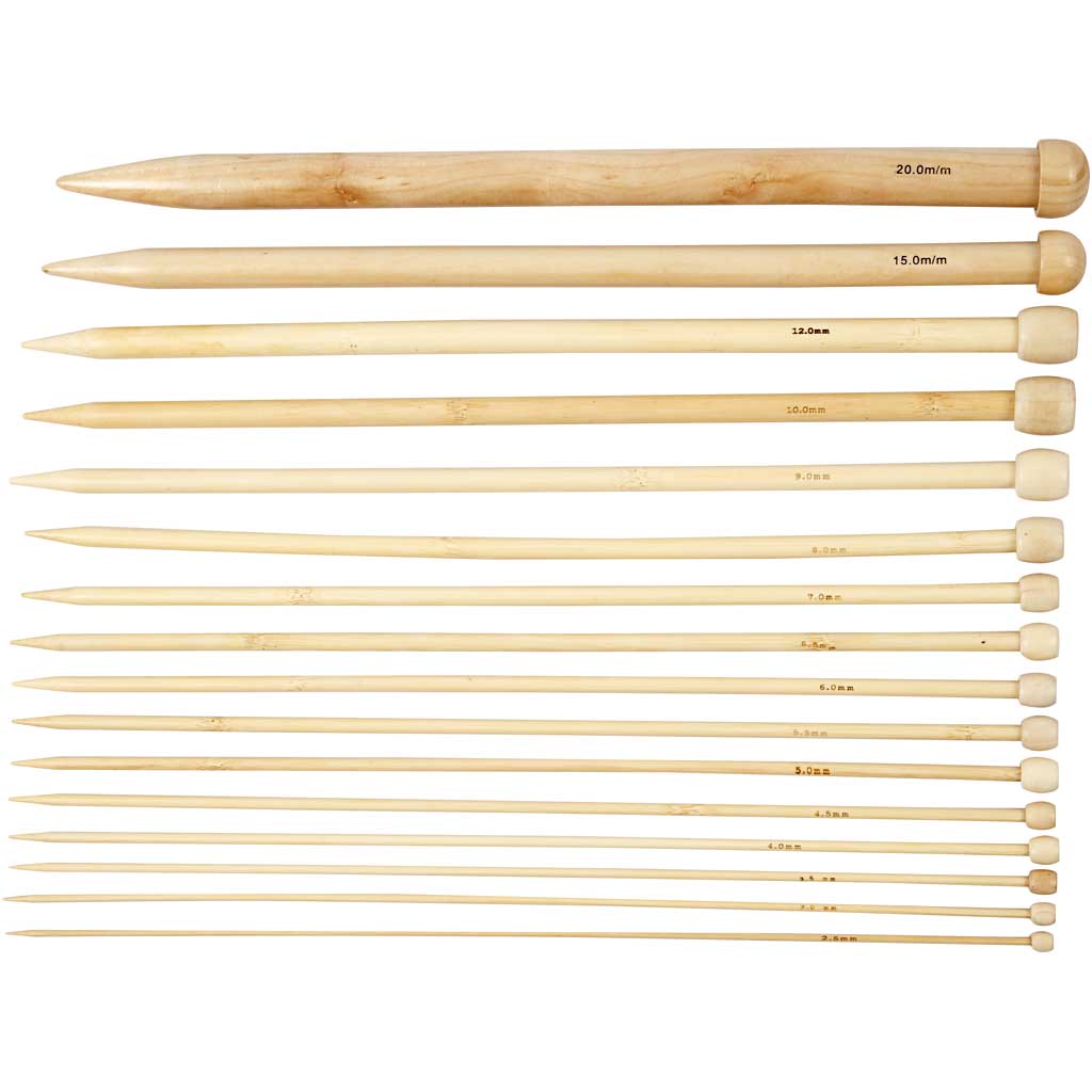 Creativ company knitting needles, length 35 cm, size 2.5-20 mm, 16 pairs, 1 box