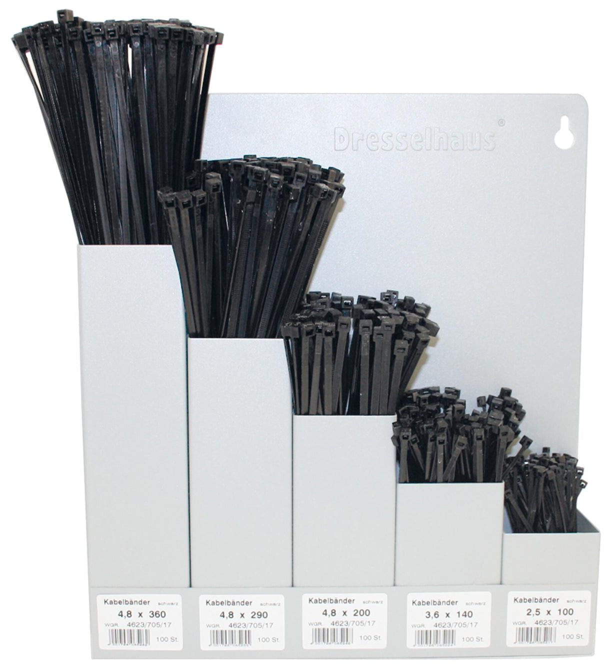 Dresselhaus range of cable ties cable harness wall shelf black 5-fold, car