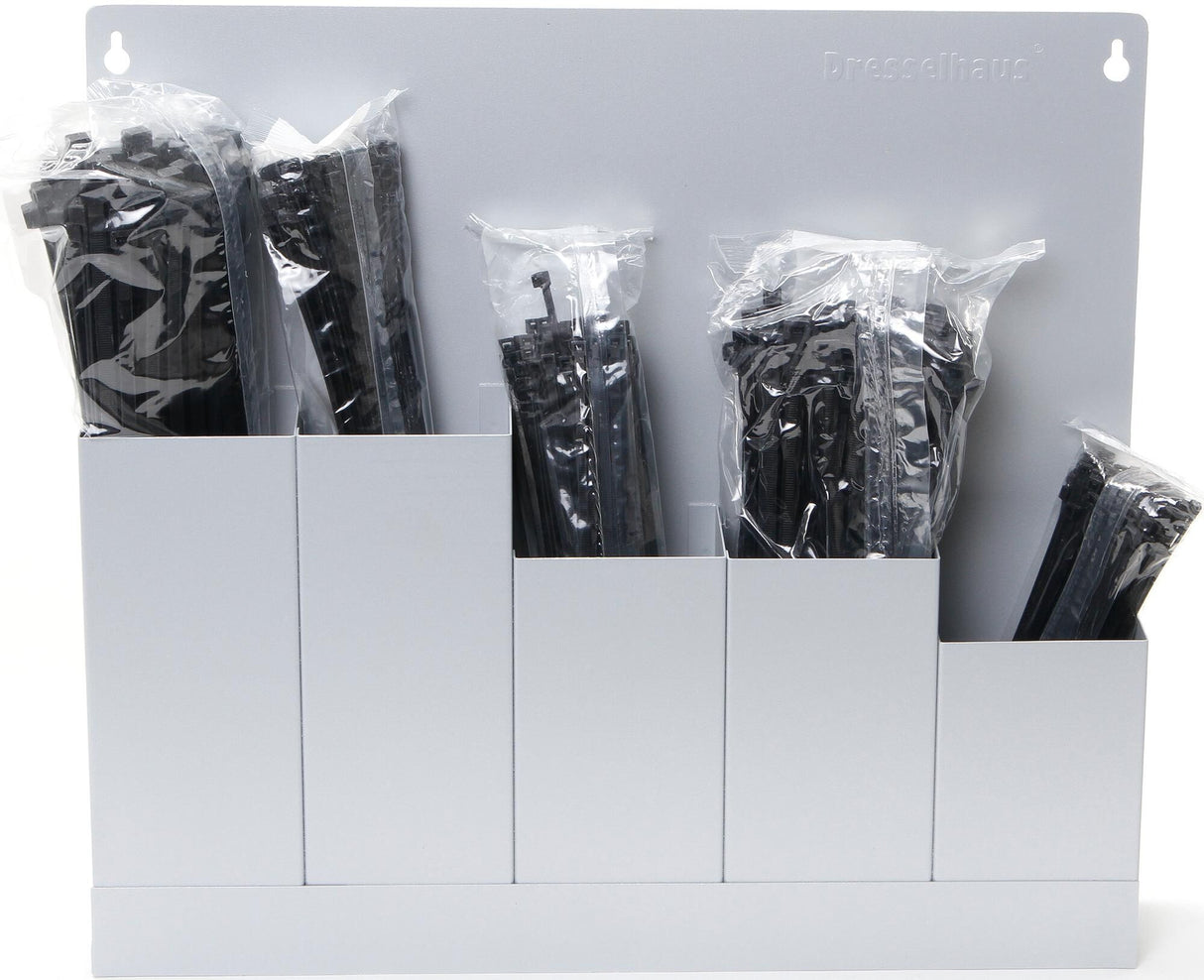 Dresselhaus range of cable ties cable harness wall shelf black 5-way, commercial v