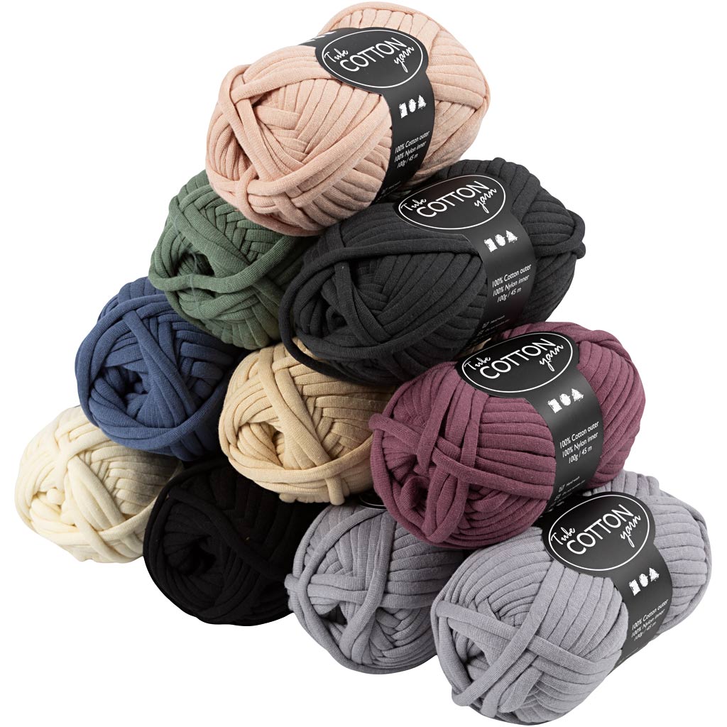Creativ company textile yarn, l: 45 m, colors may vary, various colors, 10x100 gr 1 box