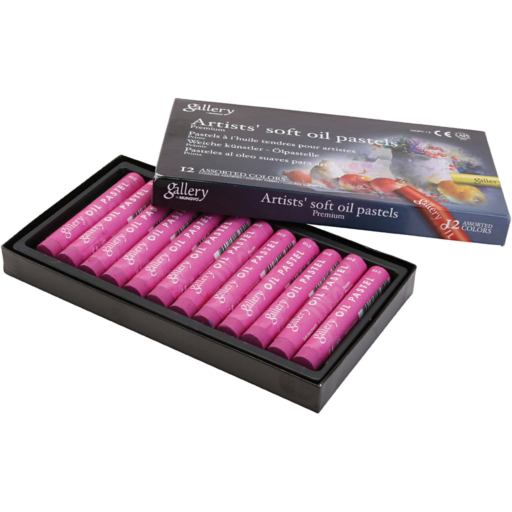 Gallery oliepastel, l: 7 cm, d 11 mm, dikte 11 mm, purper, 12 stuk 1 doos
