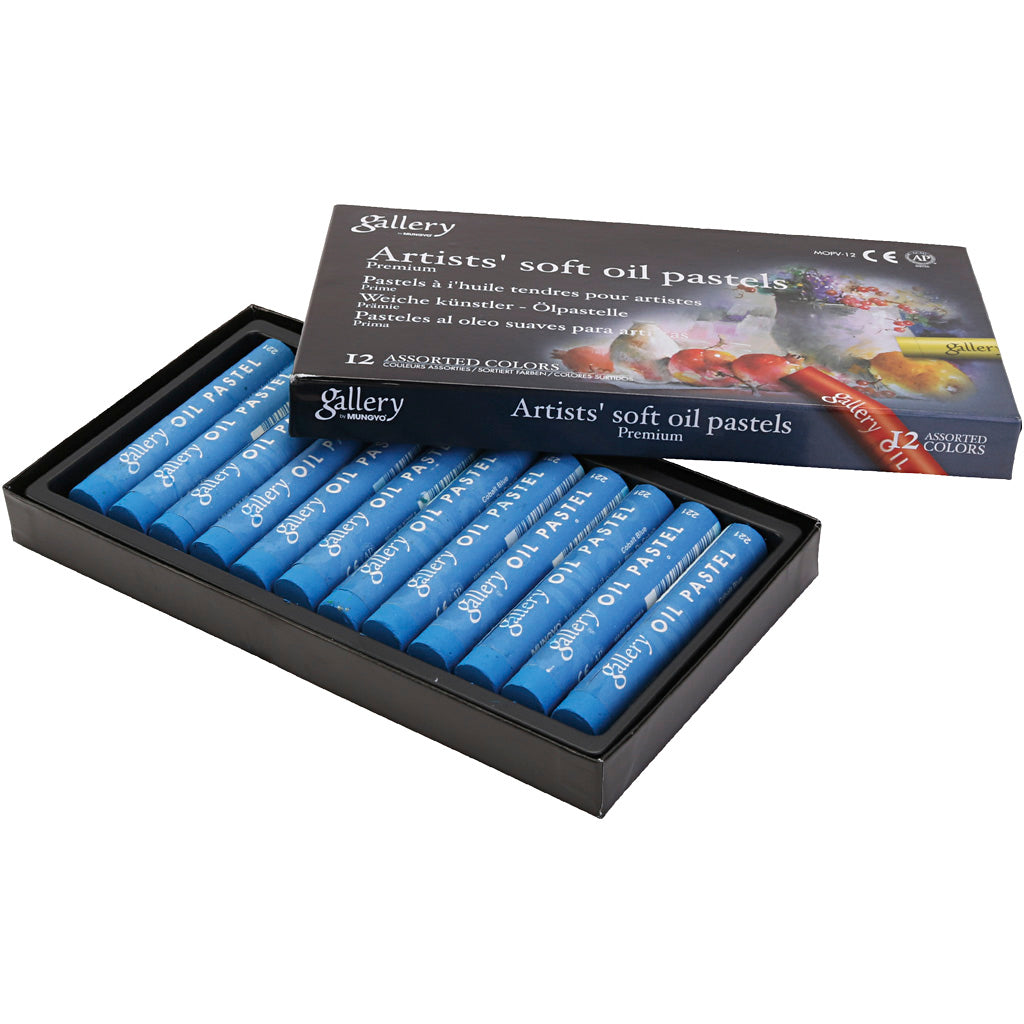 Gallery oil pastel, l: 7 cm, d 11 mm, thickness 11 mm, cobalt blue, 12 pieces in a box
