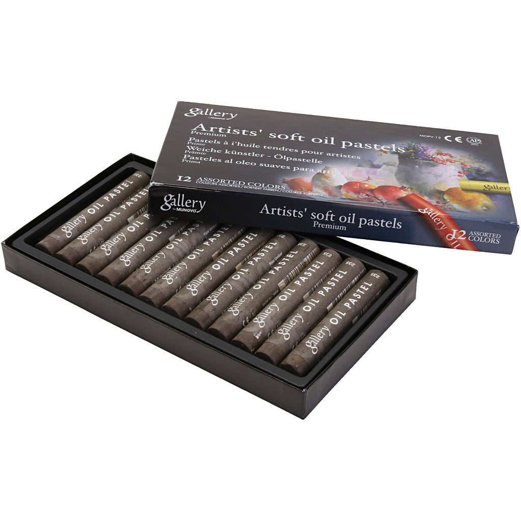 Gallery oil pastel, l: 7 cm, d 11 mm, thickness 11 mm, burnt umber, 12 pieces in a box