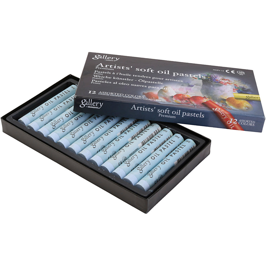 Gallery oil pastel, l: 7 cm, d 11 mm, thickness 11 mm, light gray, 12 pieces in a box
