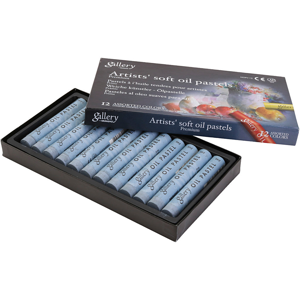 Gallery oil pastel, l: 7 cm, d 11 mm, thickness 11 mm, gray, 12 pieces in a box