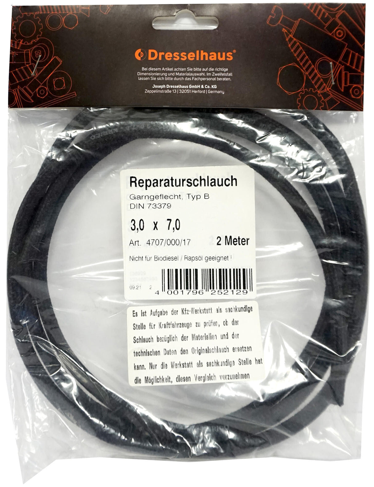 Dresselhaus brandstofslang 4707 fuel hose 11,0x17,0 dresselh. 4707 2m