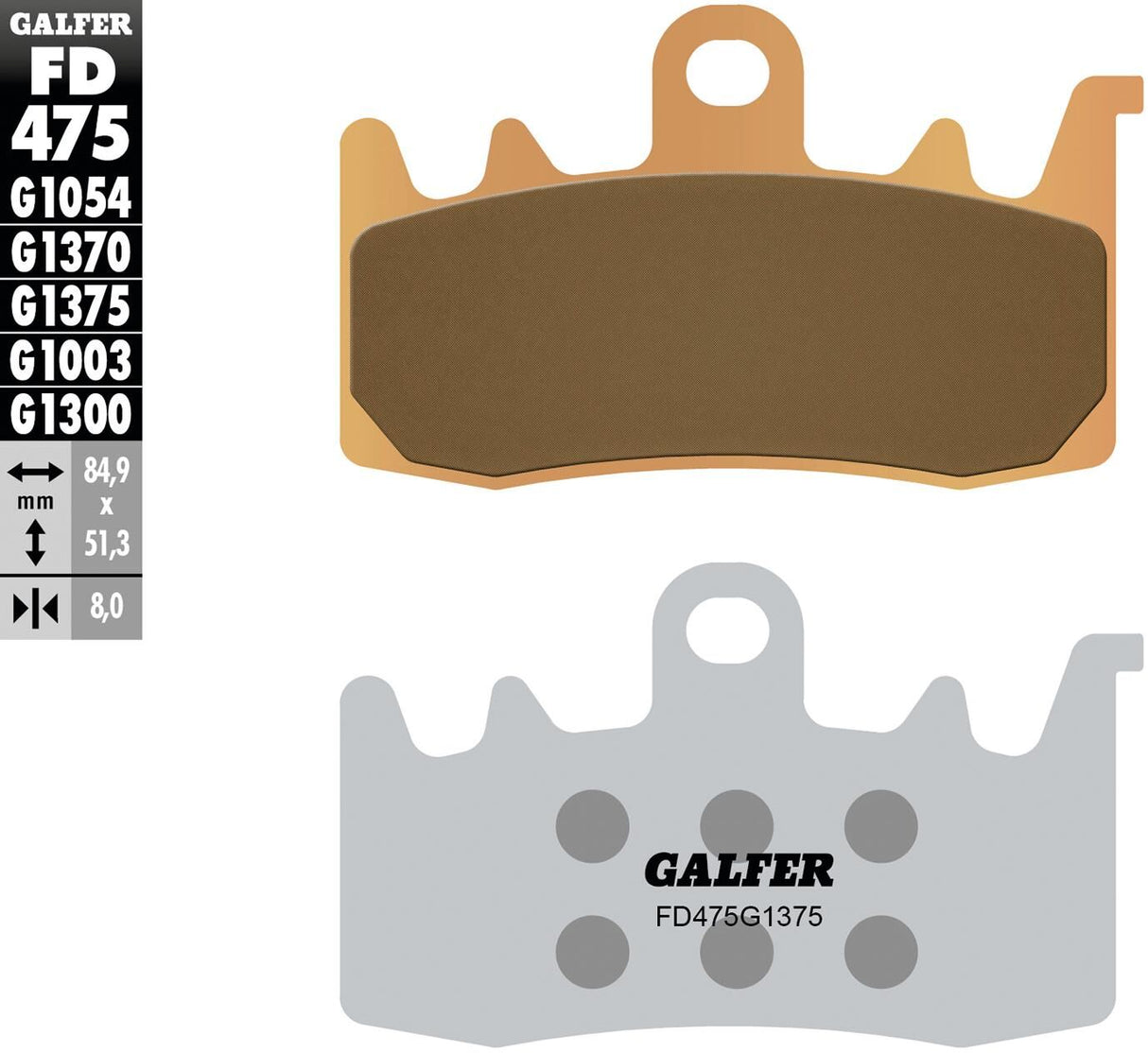 Galfer remblokken fd475 brake pad fd475 g1375 sint.metal str. sp.