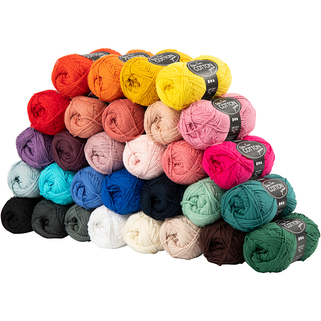 Creativ company cotton yarn, size 8 4, length 170 m, various colors, 30x50 gr, 1 box