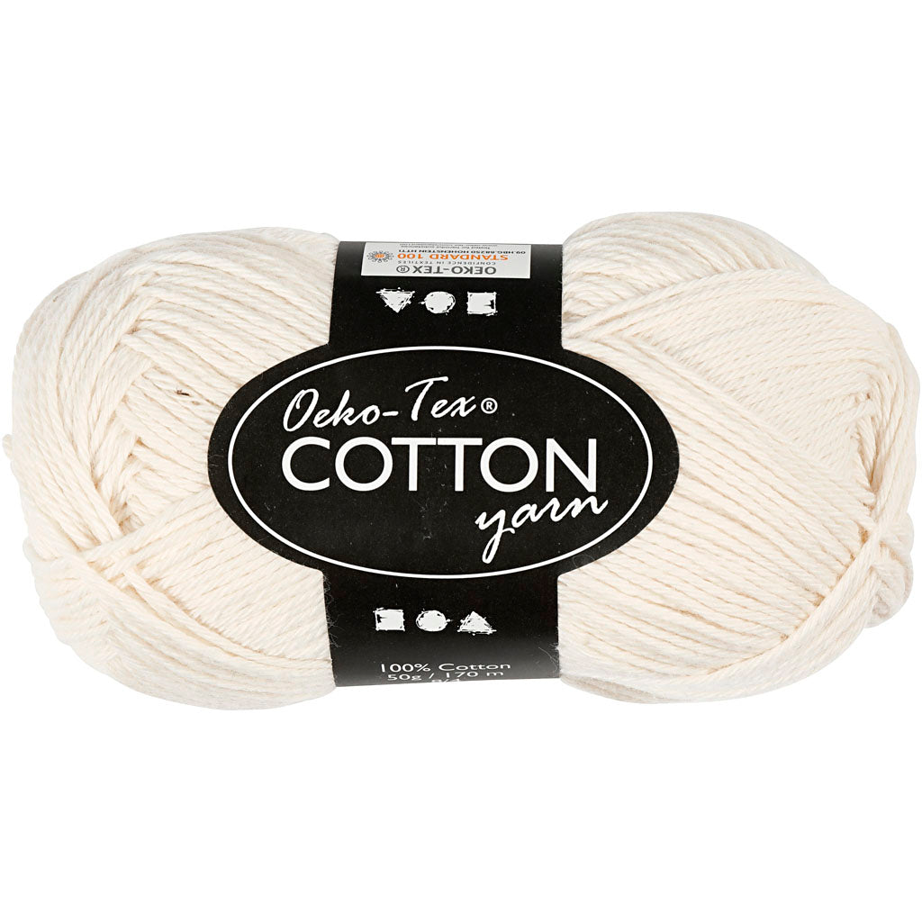 Cotton yarn, Off-White, 50gr, 170m