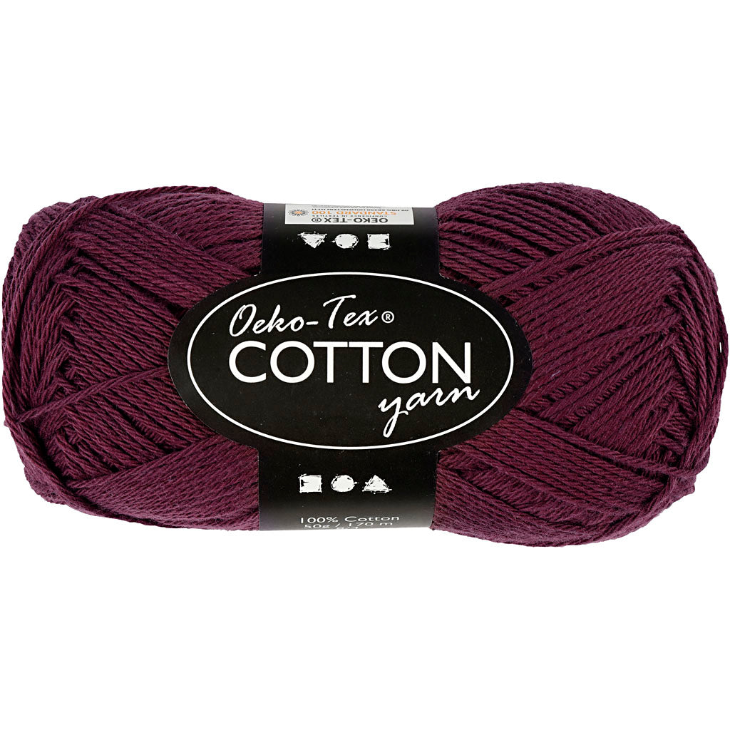 Cotton yarn, Plum, 50g, 170m