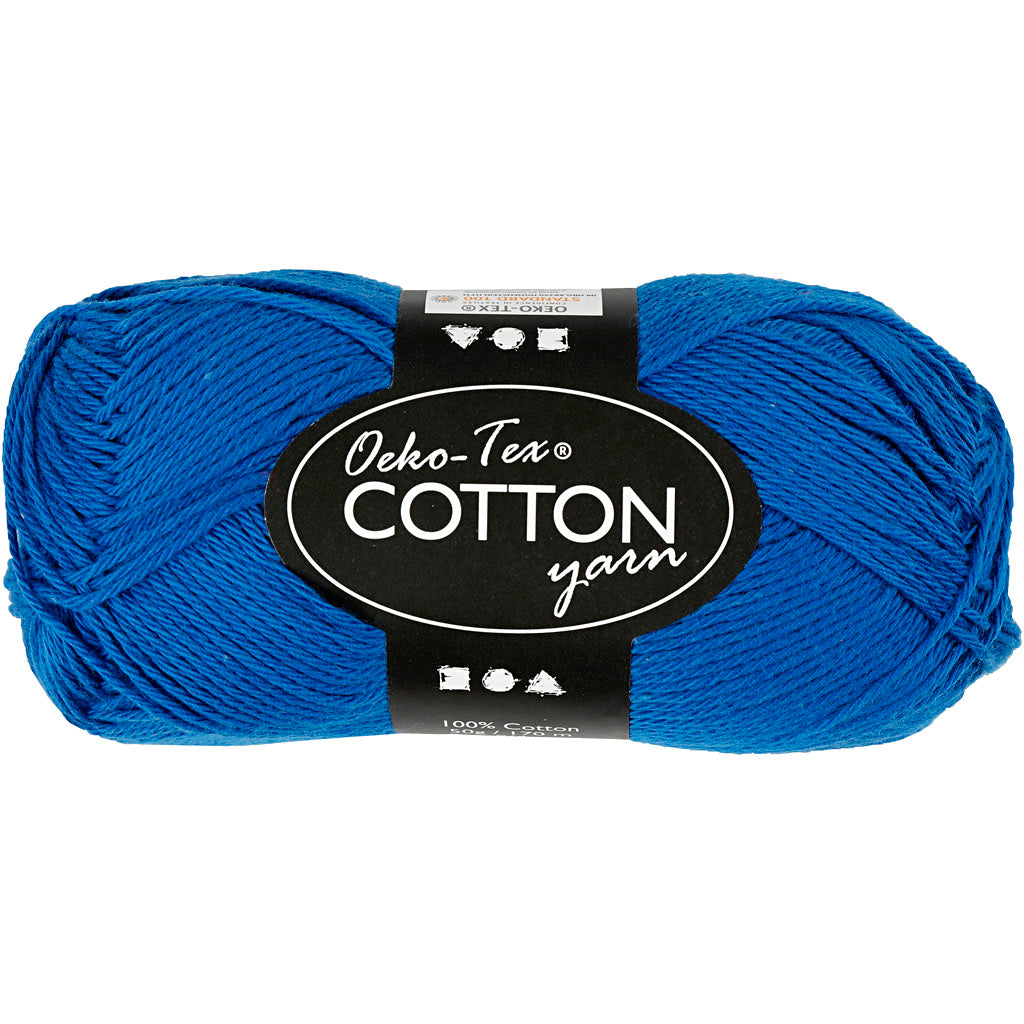 Cotton yarn, Cobalt blue, 50g, 170m