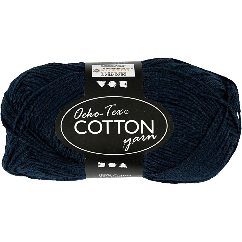 Cotton yarn, dark blue, 50g, 170m