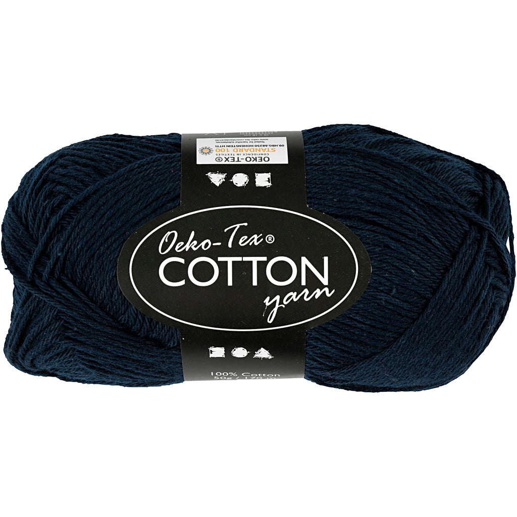 Cotton yarn, dark blue, 50g, 170m