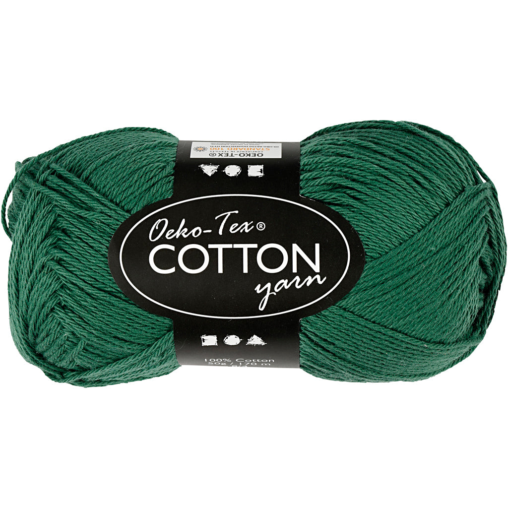 Cotton yarn, dark green, 50g, 170m